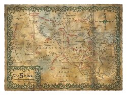 Der Hobbit Kunstdruck Map of the Shire 74 x 54 cm