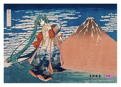 Katsushika Hokusai x Hatsune Miku Acrylpanel Thirty-six Views of Mount Fuji Fine Wind, Clear Morning 30 cm