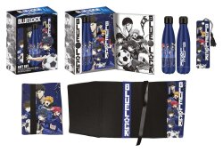 Bluelock Stahlflasche, Sticker, Buchumschlag Geschenkset Blau