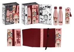 Spy x Family Stahlflasche, Sticker, Buchumschlag Geschenkset Rosa/Rot