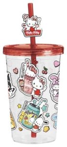 Hello Kitty and Friends Becher mit Strohhalm American Diner Version