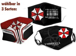 3 Sorten Umbrella Corporation Maske Schwarz Stoffmaske Resident Evil Geschenk