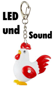 Hahn Huhn LED Sound Lampe Auto Schlüsselanhänger Licht Geschenk kikeriki