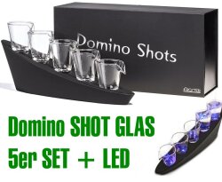 Domino Shots Schnapsgläser 5er SET Gläser Shot Pinchen Stamper Glas Geschenk LED