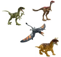 Jurassic World Dino 3 Wild Pack Mattel Action Figur Velociraptor 4 Sorten