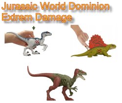 Jurassic World Dominion Extrem Damage Action Figur Velociraptor Dimetrodon Coelurus