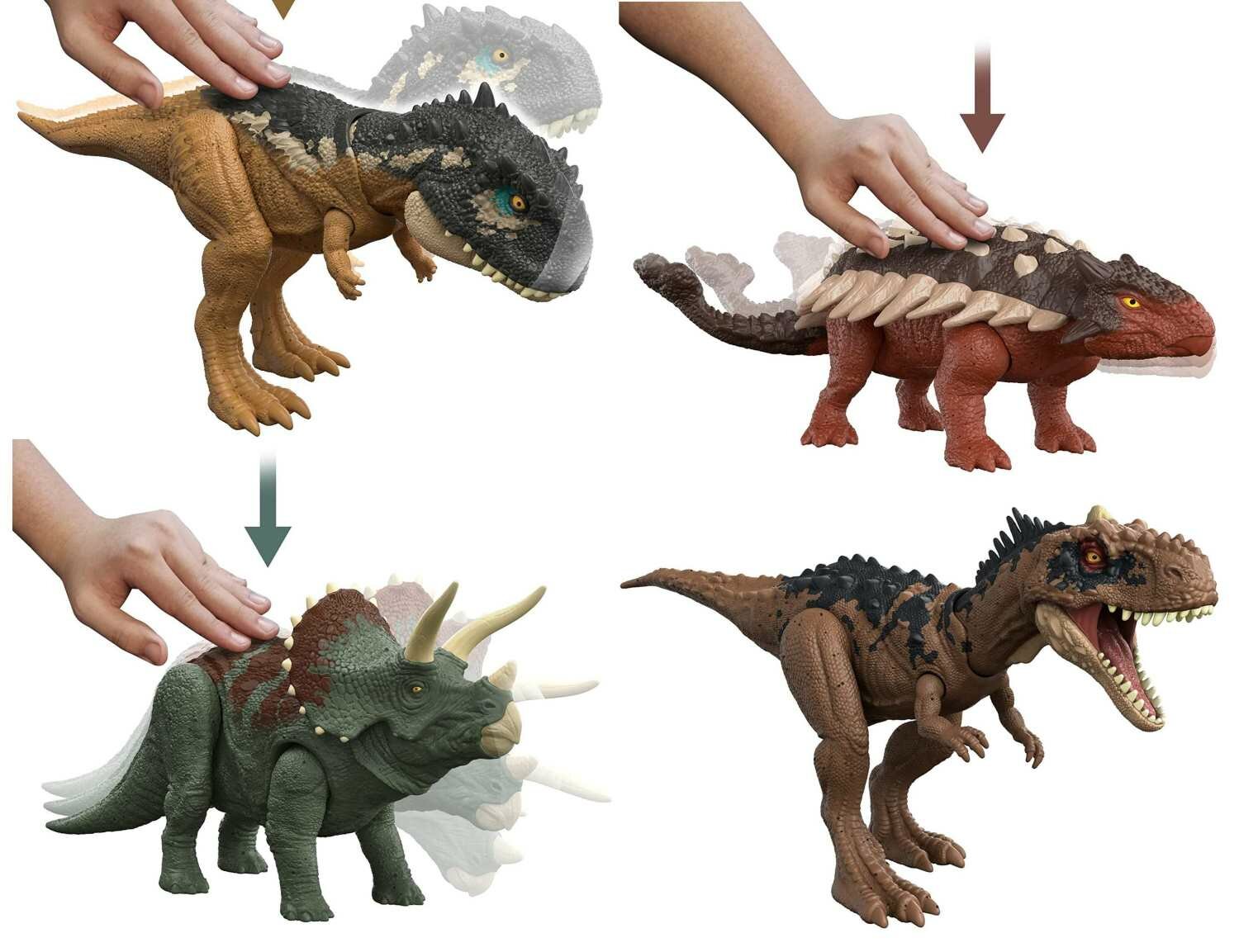 Jurassic World Dominion Roar Strikers Action Figur Triceratops Ankyls 1950