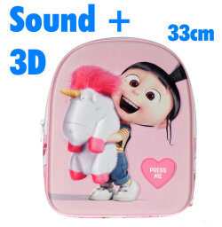 Ich Einfach Unverbesserlich Minion Agnes 3D Fluffy Rucksack Bag Sound Einhorn