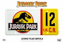 Jurassic Park Replik 1/1 Dennis Nedry 12 Nummernschild Jeep Schild Movie Prop
