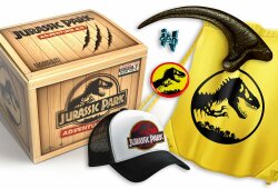 Jurassic Park Adventure Kit Geschenkbox SET Velociraptor Kralle Cap Pin