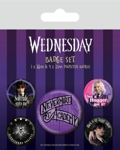 Wednesday Ansteck-Buttons 5er-Pack Nevermore