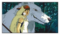 Studio Ghibli Holzdruck Prinzessin Mononoke 37,5 x 20,5 cm