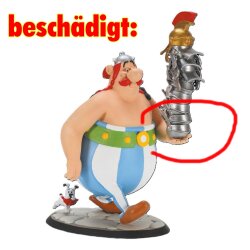 Asterix Figur Obelix Stack of Helmets + Idefix Helmstapel beschädigt