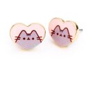 Pusheen Stud Ohrringe Pink and Gold Heart