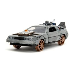 Zurück in die Zukunft III Hollywood Rides Diecast Modell 1/32 DeLorean Time Machine Railroad Wheels