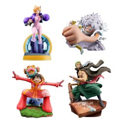 One Piece Petitrama PVC Mini-Statue Logbox Re Birth Egghead 4er-Set 9 cm