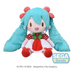 Character Vocal Series 01: Hatsune Miku Fuwa Petit Plüschfigur Hatsune Miku x Love and Berry Dress Up and Dance! Lovely Strawberry 40 cm