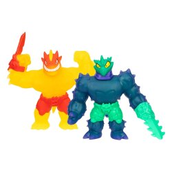 Heroes of Goo Jit Zu Meteor Madness Dehnbare Figuren 2er-Pack Flame Blazagon vs. Cacticus 13 cm