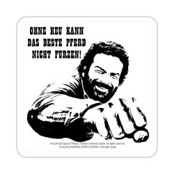 Bud Spencer Bierdeckel aus Blech Faust Pferd 10 x 10 cm