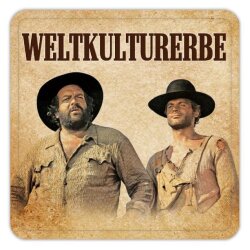 Bud Spencer & Terence Hill Bierdeckel aus Blech Weltkulturerbe 10 x 10 cm