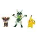 Pokémon First Partner Battle Figure Set Figuren 3er-Pack Leufeo, Pikachu & Feliospa
