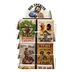 Bud Spencer Verkaufsdrehständer mit 294 Bud Spender & Terence Hill Blechschildern (komplett befüllt)