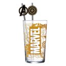 Marvel Glas Tumbler mit Trinkhalmen Logo & Avengers...